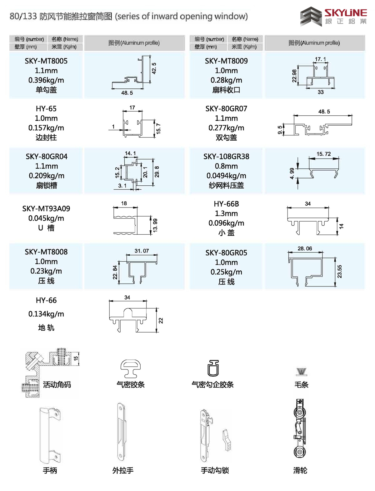80/133防風節(jié)能推拉窗裝配圖